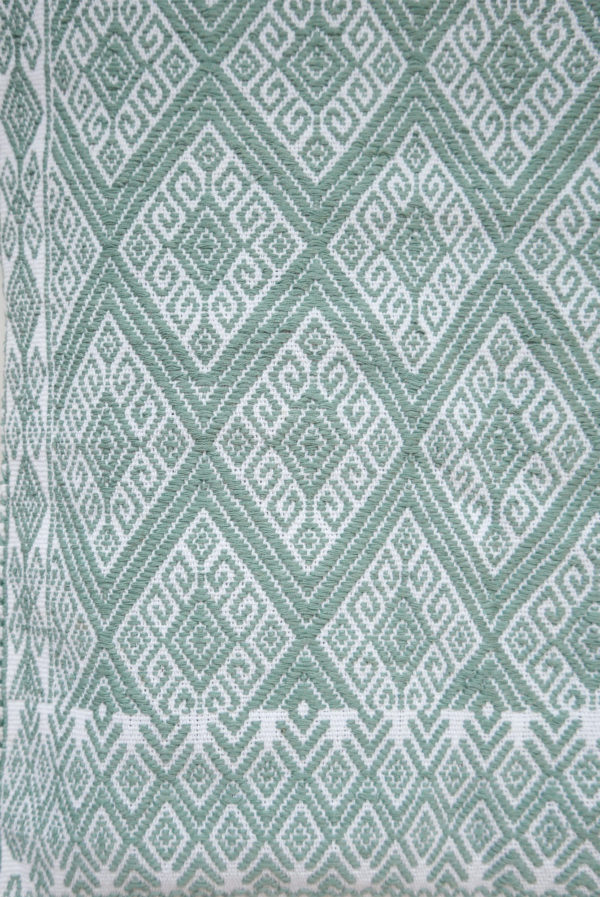 Handwoven Cushion in Mint - www.nidocollective.com #embroideredcushion #backstrapweaving #mexicancushion